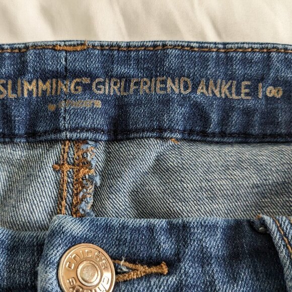 Chicos Jeans Women's 00 XS (2) Blue SO SLIMMING Girlfriend Ankle Stretch Denim - Picture 10 of 15